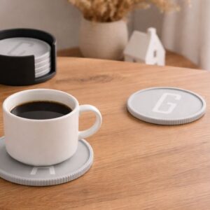 Onderzetter met Initiaal en Onderzetterhouder Set - 4 tot 6 stuks - Personaliseerbaar - 13 cm - Glazen - Bekers - Mokken